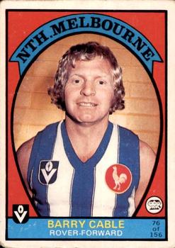 1978 Scanlens VFL #76 Barry Cable Front